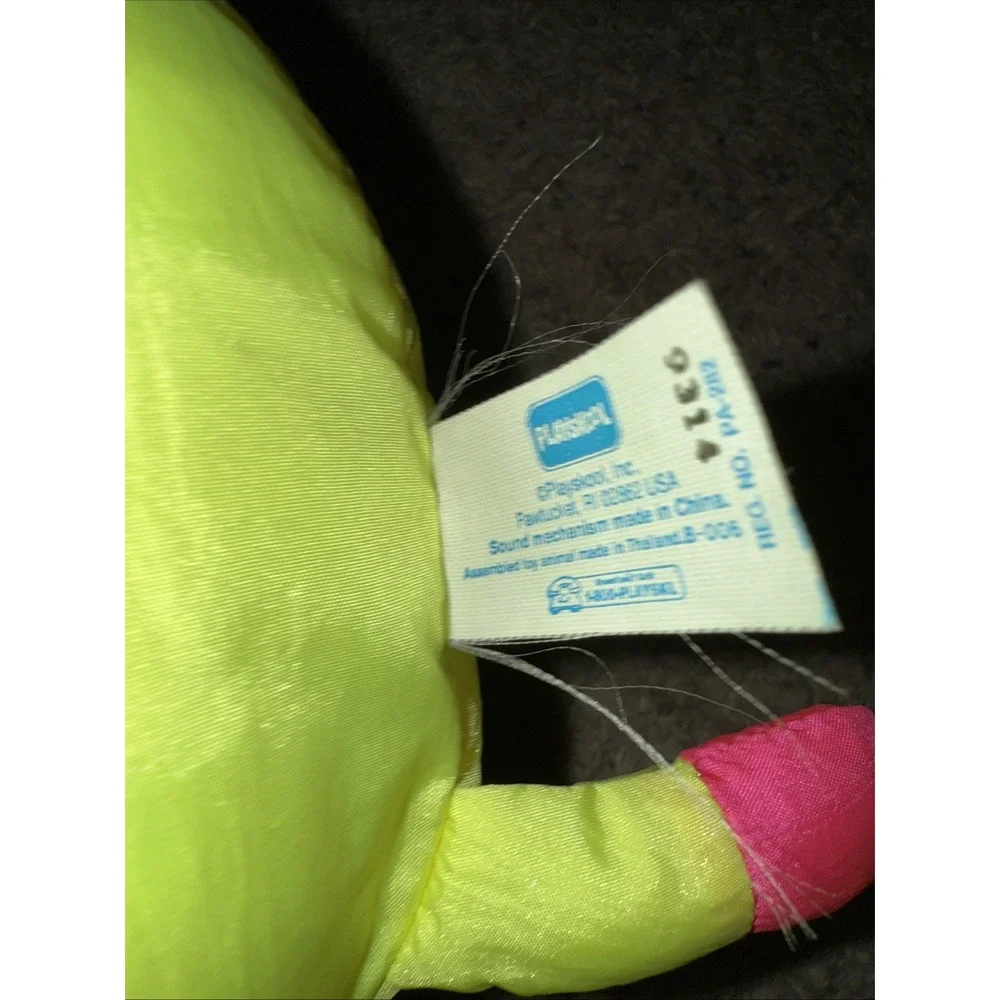Playskool Cat Plush SOUND MEOWS Neon Parachute Fabric Vintage Stuffed Animal Toy
